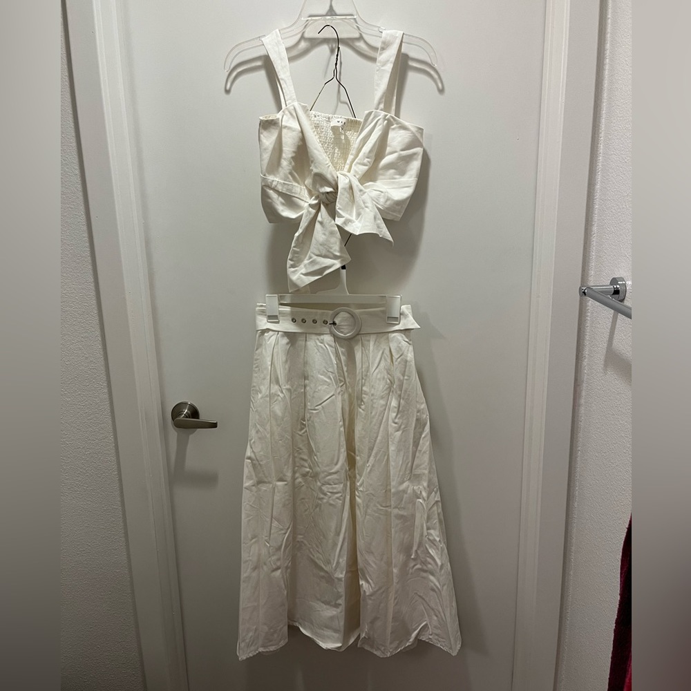 All White Top and Skirt Set - MABLE